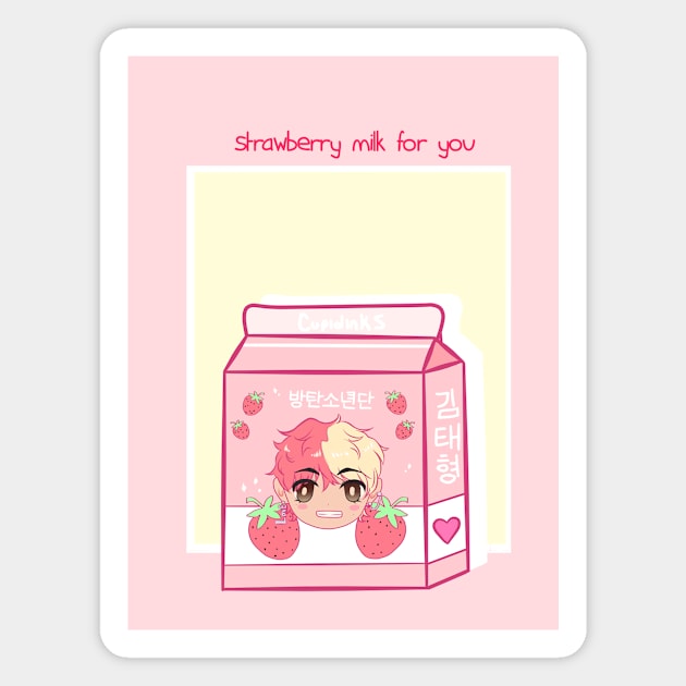 Taehyung - strawberry milk Magnet by cupidinks